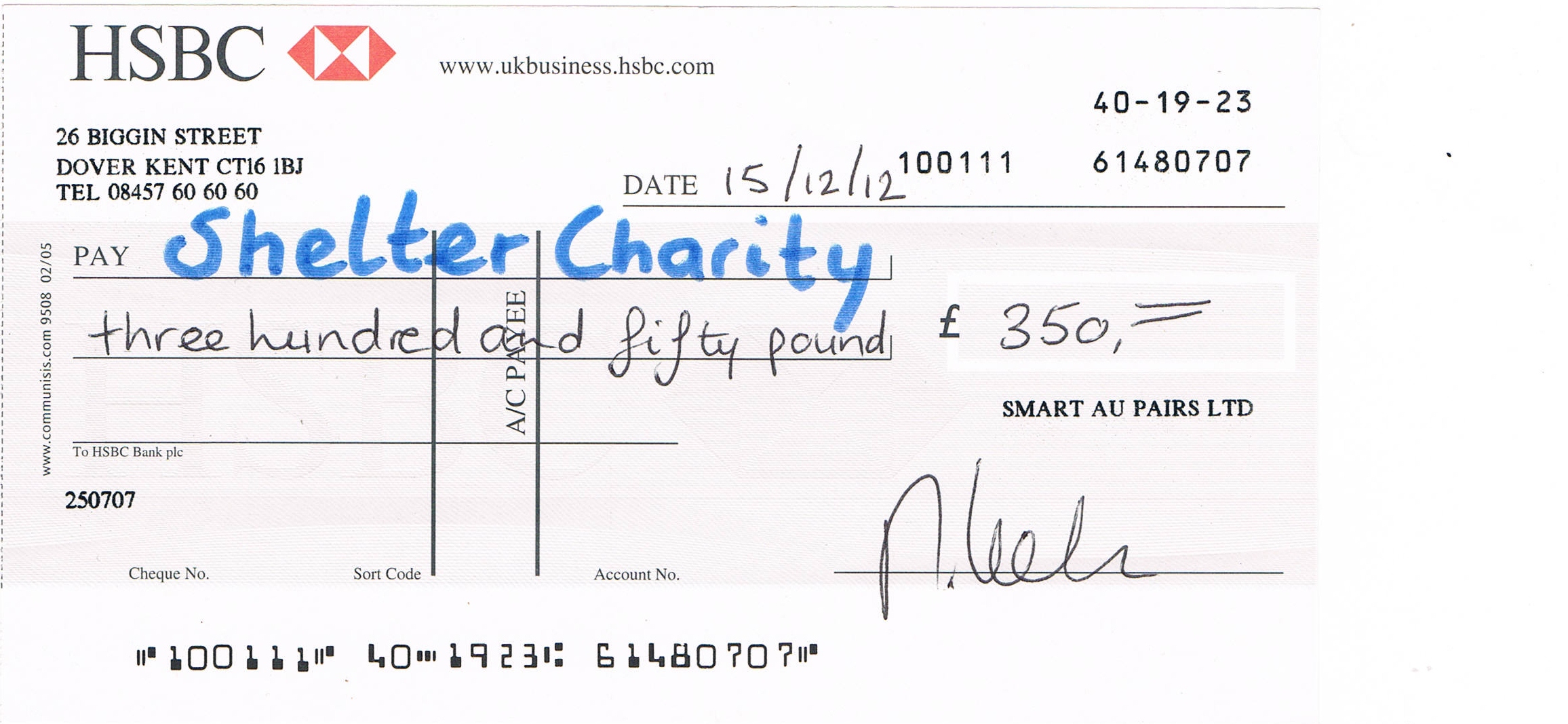 How to write a cheque in the uk